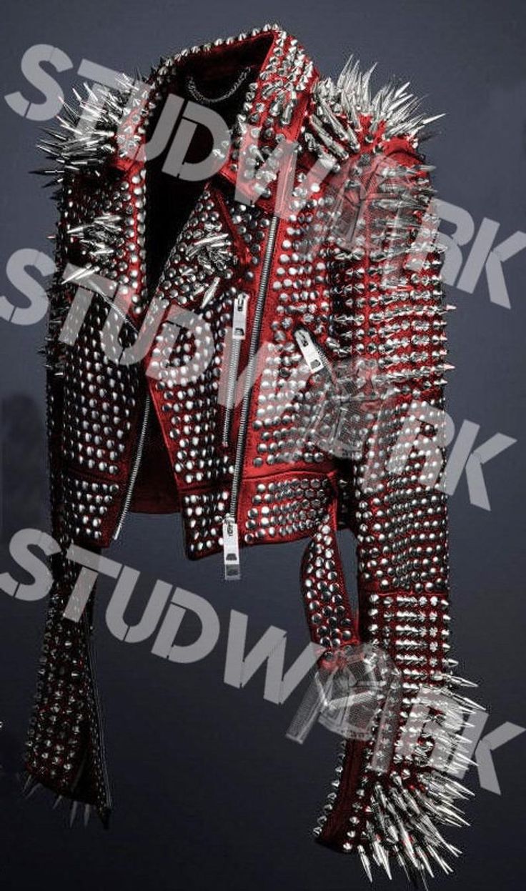 #Maroon #Red #Punk #Silver #Long #Spiked #Studded #Leather #Brando #Tribal #Rock #Gothic Rockers #Clothing #Steam #Punk #Clothing #Jacket Gothic Leather Jacket With Rivets For Party, Gothic Biker Jacket With Rivets For Party, Gothic Party Biker Jacket With Rivets, Punk Style Leather Jacket, Edgy Biker Jacket With Spikes For Alternative Fashion, Rock Style Spiked Leather Jacket For Alternative Fashion, Rock Style Leather Jacket With Spikes For Alternative Fashion, Rock Style Leather Jacket With Rivets For Party, Fitted Rock Biker Jacket With Spikes