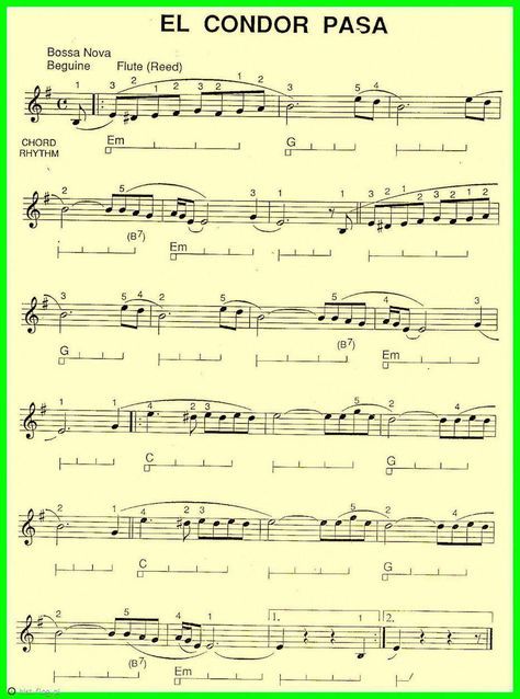 sheet music with the words el condor pasa written in spanish and english on it