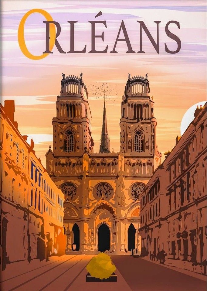 an image of a poster with the name orleans on it's front and side