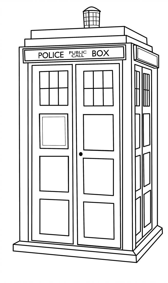 the tardish from doctor who is in it's box coloring page for kids