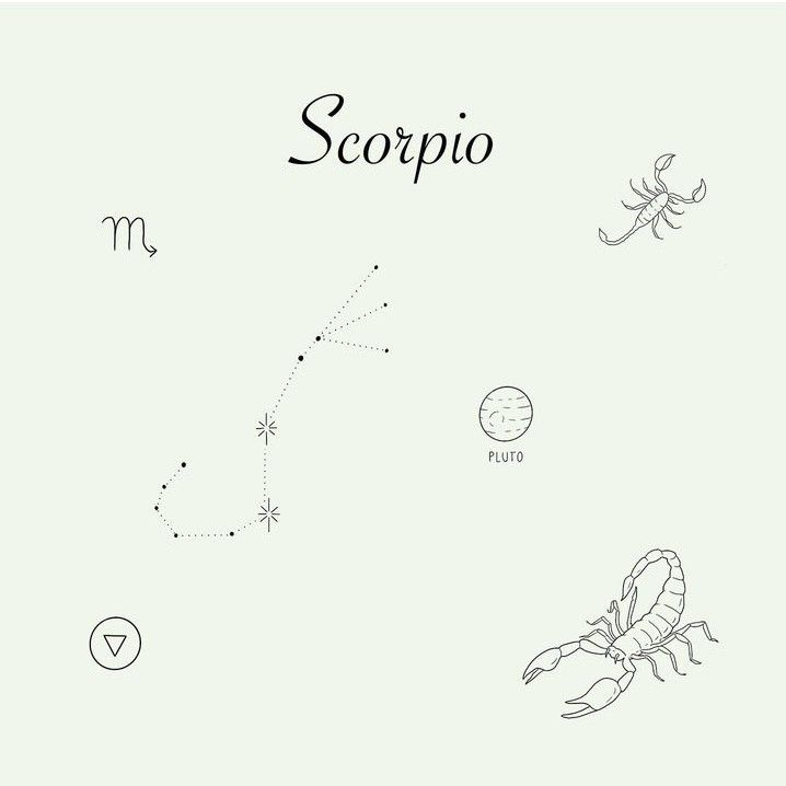 the zodiac sign scorpio is drawn in black and white