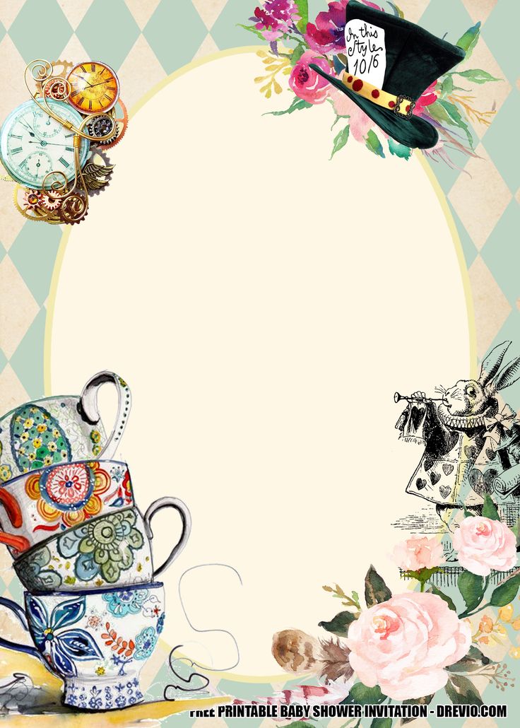 an image of a tea cup with flowers on it and a clock in the background