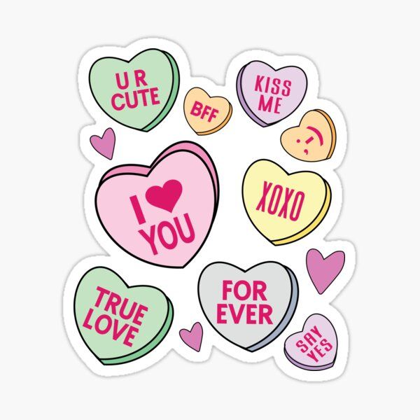 i love you sticker set with hearts and the words for true love on it