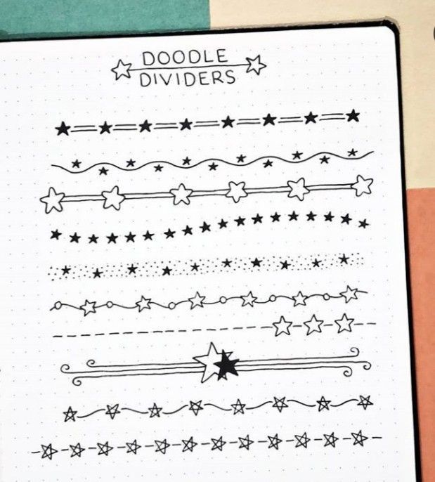 the doodle dividers are lined up with stars and lines in black on white paper