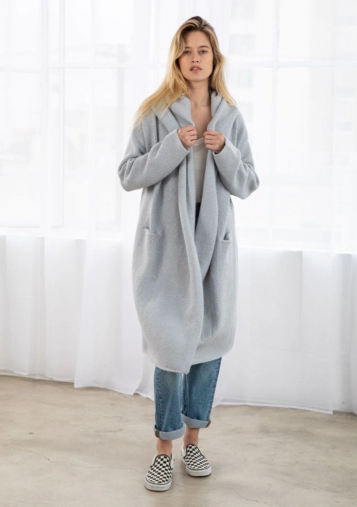 Soft Oversize Coatigan Sweater | LOVESTITCH Cozy Long Outerwear With Pockets, Cozy Long Outerwear For Layering, Cozy Fit Soft Knit Outerwear For Cold Weather, Cozy Long Coat For Fall, Oversized Shawl Collar Outerwear For Winter, Cozy Long Spring Outerwear, Winter Long Coat Cardigan For Loungewear, Long Coat Cardigan For Winter Loungewear, Oversized Wool Coat For Winter