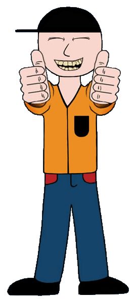 a man giving the thumbs up sign in front of his face and wearing an orange jacket