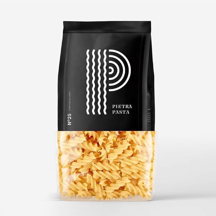 a bag of pasta sitting on top of a white table