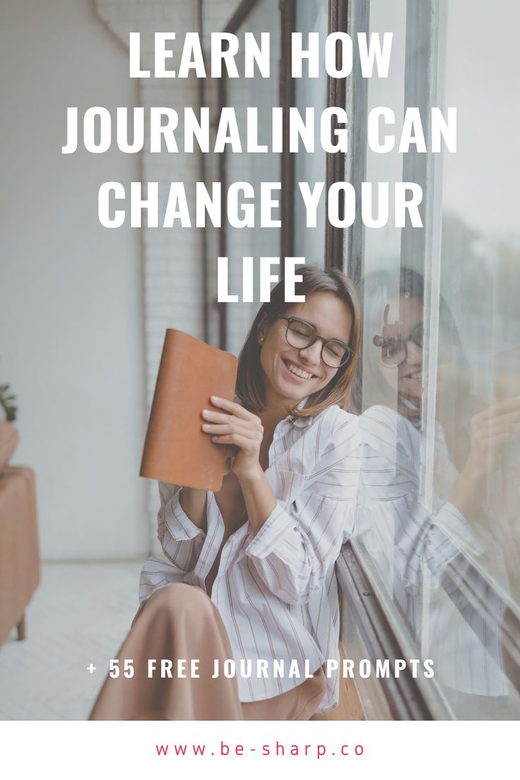 a woman sitting on a window sill holding a book with the words learn how journaling can change your life