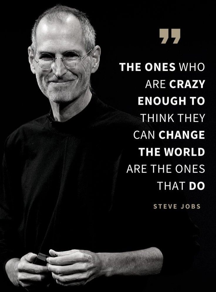 steve jobs quote with black and white photo