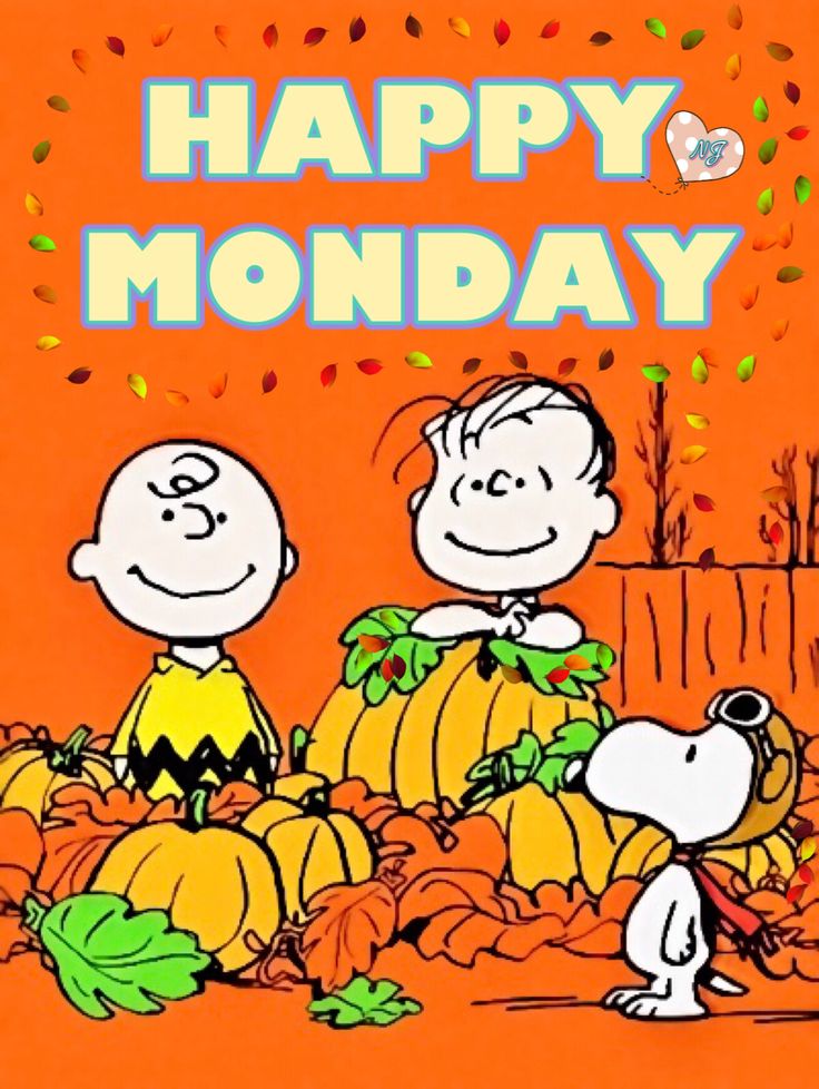 a charlie brown thanksgiving card with the words happy monday