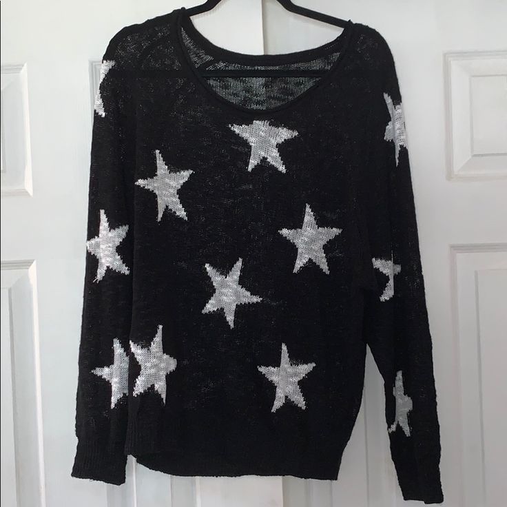 Nwot! It’s A Women’s Large. It’s Semi See Through So It Would Be So Cute Paired With A Black Bralette Or Bandeau. Can Be Worn Off The Shoulder Or Scoop Neck. Fits Inspo, Star Sweater, Black Bralette, Fitness Inspo, Colorful Sweaters, A Black, Dream Closet, Bralette, So Cute