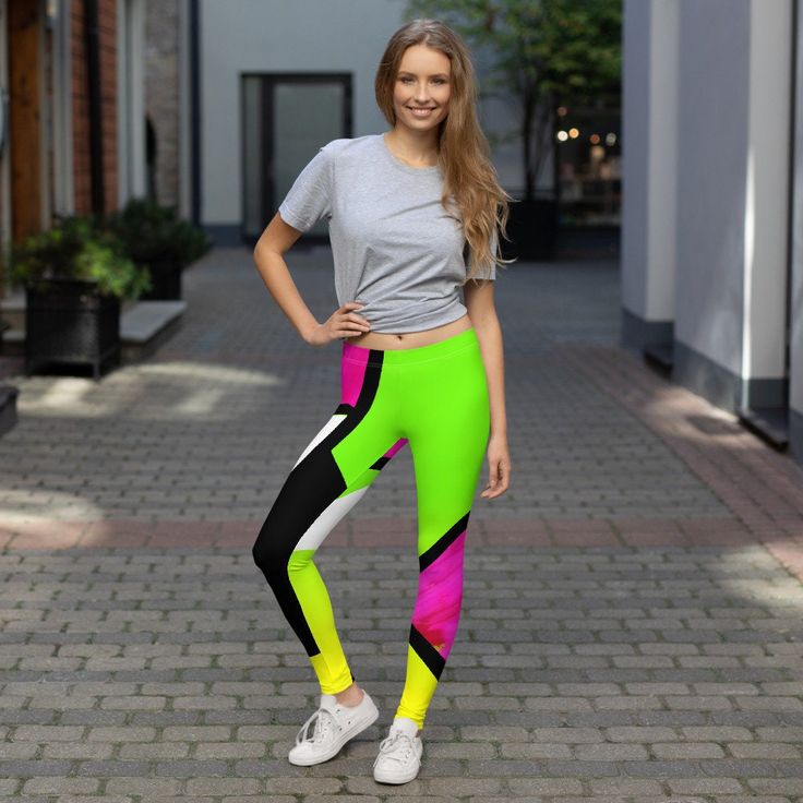 Stylish, durable, and a hot fashion staple. These polyester/spandex leggings are made of a comfortable microfiber yarn, and they'll never lose their stretch. * Fabric: 82% polyester, 18% spandex * Fabric weight: 6.61 oz/yd² (224 g/m²) * 38-40 UPF * Made of a microfiber yarn, which makes the item smooth and comfortable * Four-way stretch fabric that stretches and recovers on the cross and lengthwise grains * Elastic waistband * Overlock and coverstitch Stretch Moisture-wicking Leggings For Streetwear, Moisture-wicking Stretch Leggings For Streetwear, Tight Moisture-wicking Leggings For Streetwear, Moisture-wicking Tight Leggings For Streetwear, Moisture-wicking Fitted Leggings For Streetwear, Casual Compression Leggings For Streetwear, Trendy Full-length Sports Leggings, Green Micro-elastic Elastane Leggings, Green Elastane Leggings For Sports