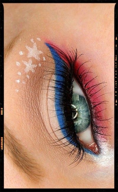 Makeup Patriotic Makeup Eye, Red White And Blue Makeup, White And Blue Makeup, 4th Of July Makeup Looks, 4th Makeup, Fourth Of July Makeup, Patriotic Makeup, July Makeup, 4th Of July Makeup