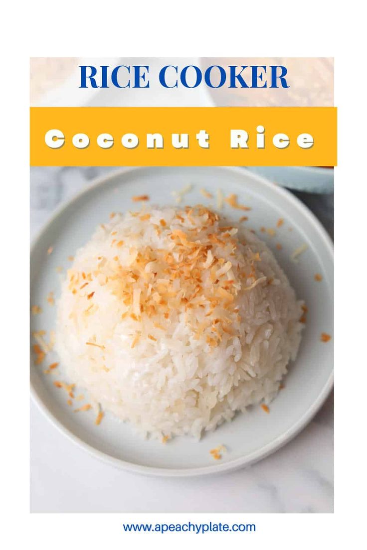 rice cooker coconut rice on a white plate