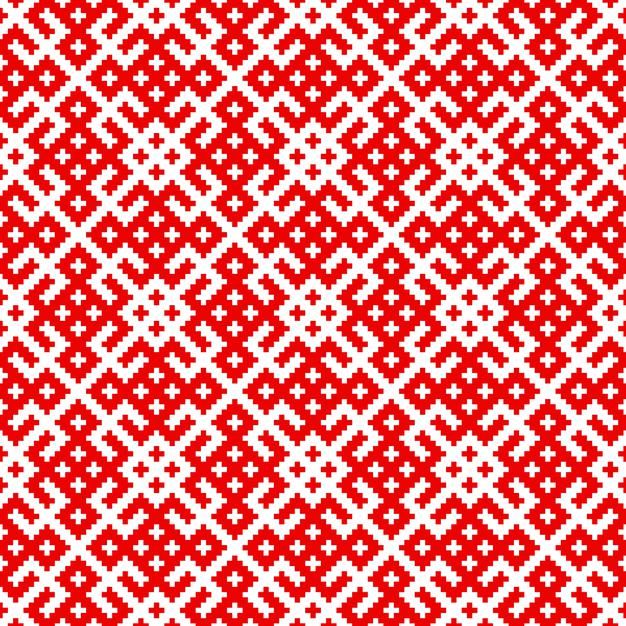 a red and white knitted pattern