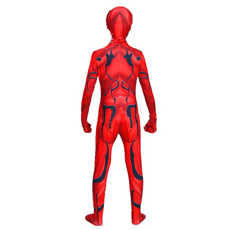 Our Kid Carnage Cosplay Costume From Venom allows you to become a youthful version of the infamous villain Carnage, perfect for adding a twist to your cosplay or Halloween celebrations. It features a striking and menacing red and black design, capturing the essence of Carnage's symbiotic nature. Specifications: Material: Polyester Package included: Jumpsuit Size Chart (Inches): Size Height Bust Waist Hip S 37.4-41.3 22.8 20.5 22.8 M 41.3-45.3 24.4 22.0 24.4 L 45.3-49.2 26.0 23.6 26.0 XL 49.2-53. Anime Style Red Cosplay Costume For Themed Events, Red Anime Cosplay Costume For Themed Events, Red Anime Costume For Costume Party, Red Fitted Anime Cosplay Costume, Fitted Red Anime Cosplay Costume, Fitted Red Cosplay Costume, Red Fitted Costume For Cosplay, Fitted Red Cosplay Costume For Events, Fitted Red Costume For Cosplay