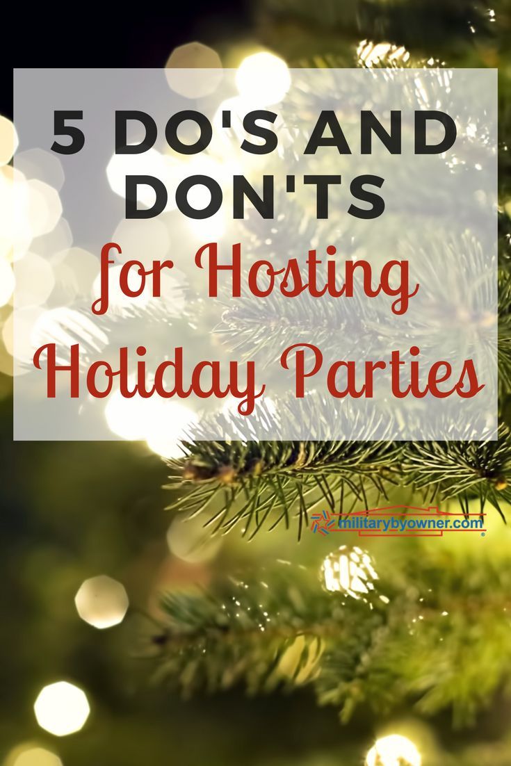 a christmas tree with the words 5 do's and don'ts for hosting holiday parties