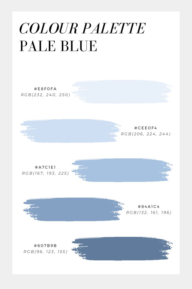 some blue paint swatches with the words'color palette pale blue'on them