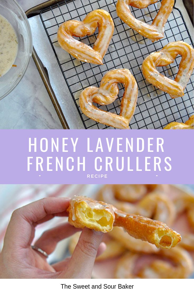 the recipe for honey lavender french crullers is shown