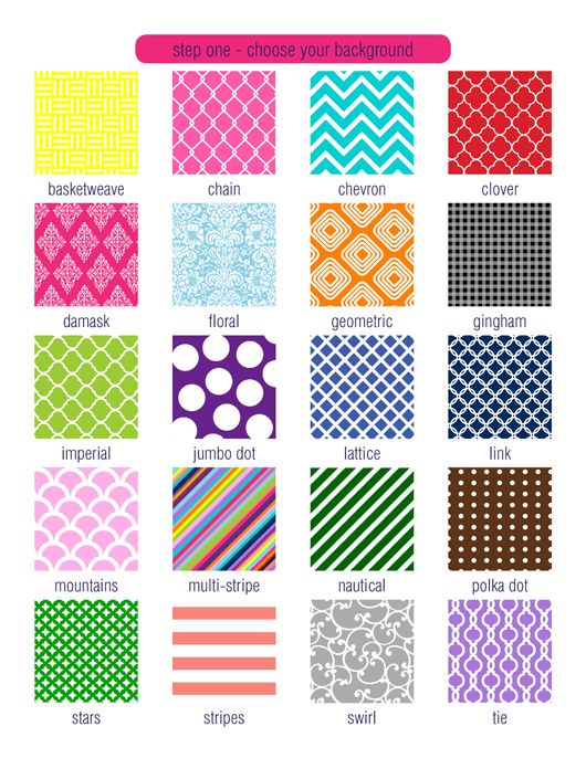 an image of different patterns and colors for wallpapers or paper crafts, including the names