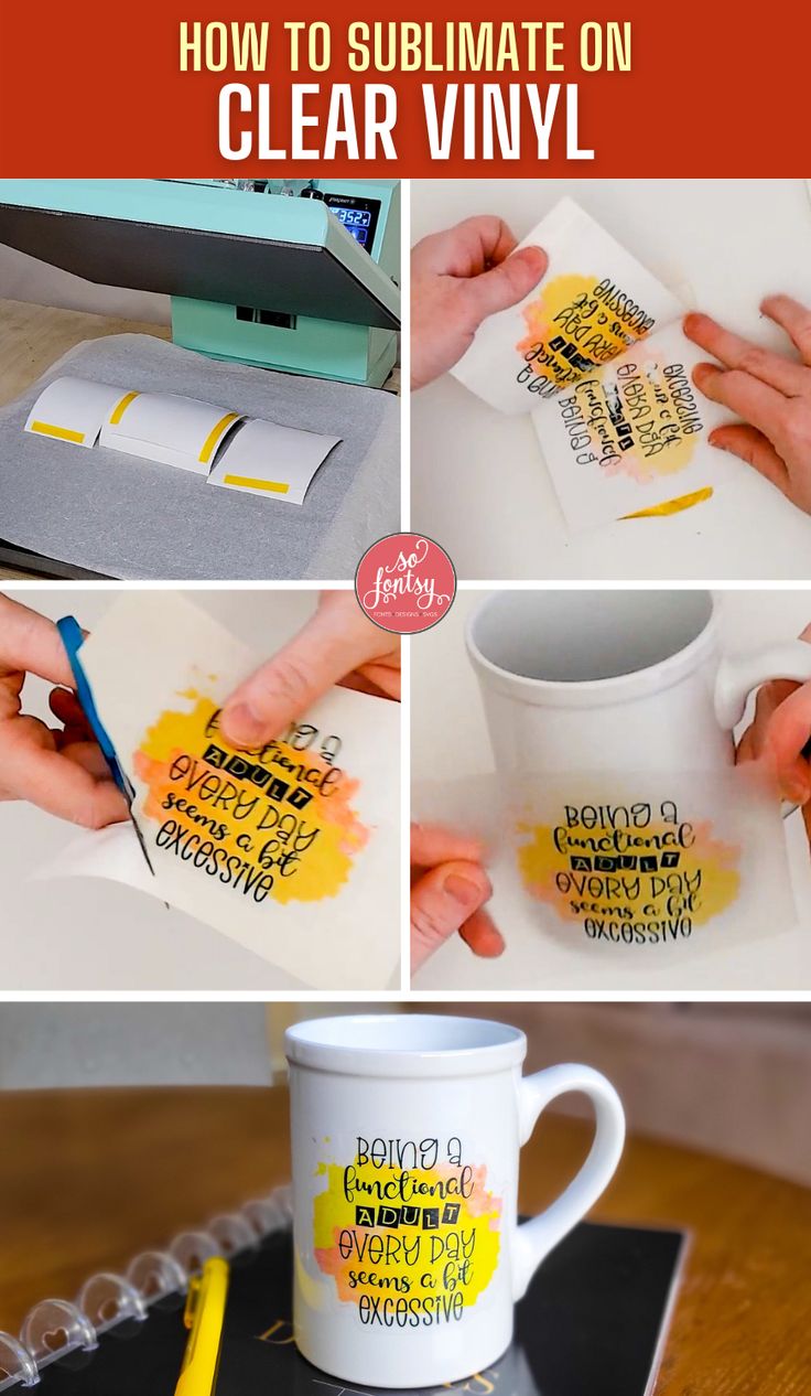 how to sublimate on clear vinyl with coffee mugs, pens and markers