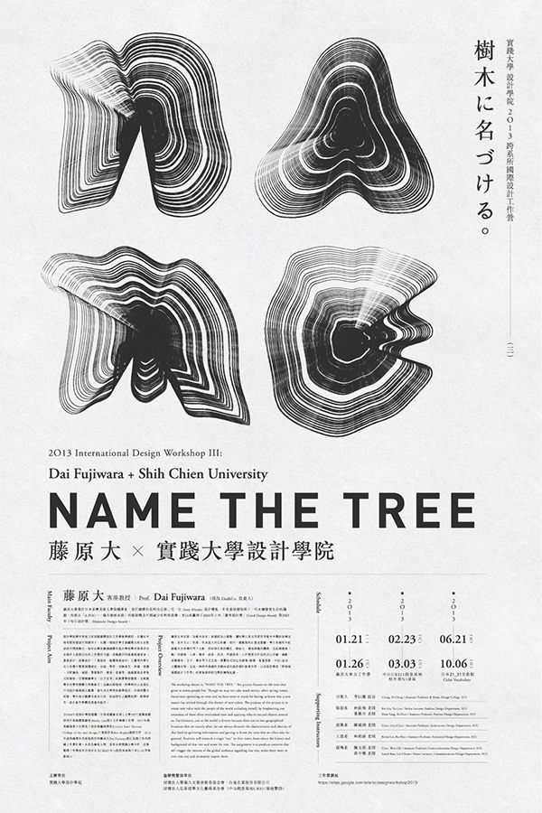 a poster with some type of art on it's back side and the words name the tree written in chinese