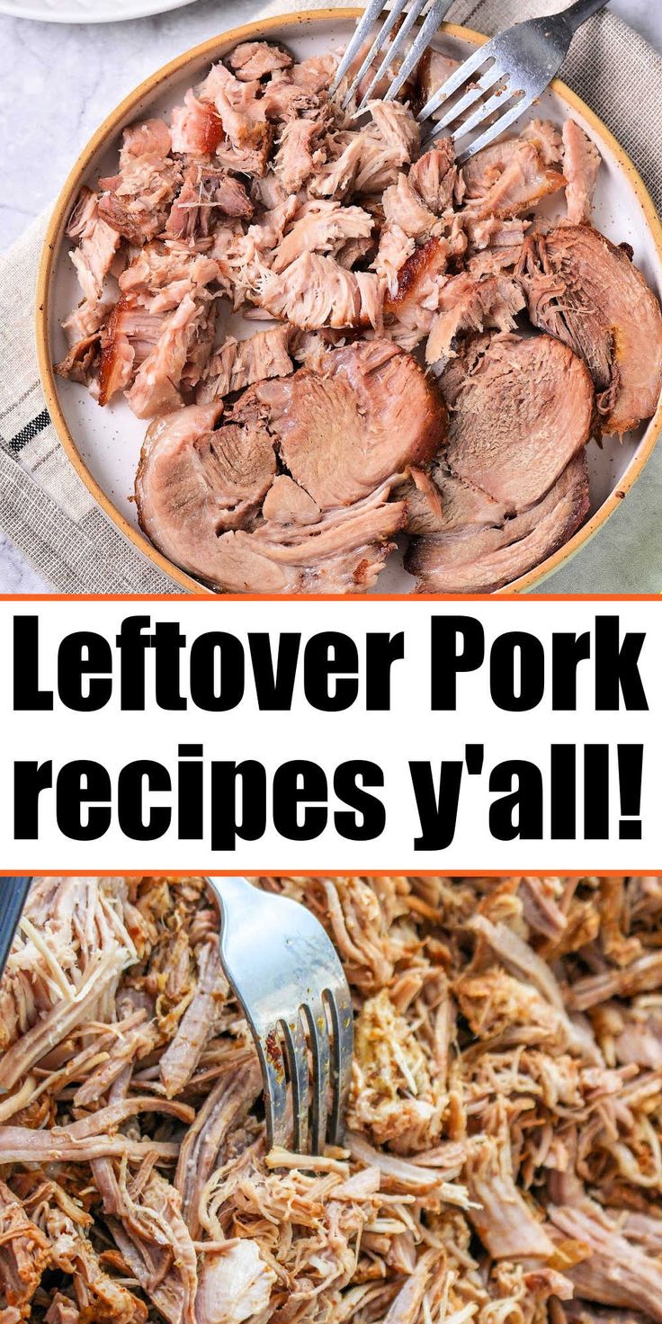 the leftover pork recipe is ready to be eaten and served on a plate with a fork