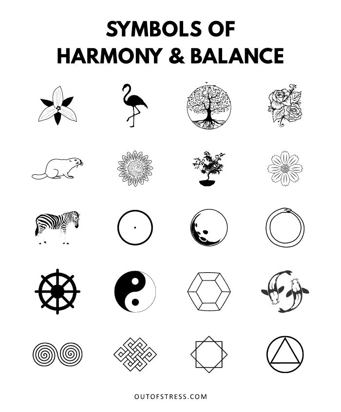 the symbols of harmony and balance on a white background with text that reads symbols of harmony and balance