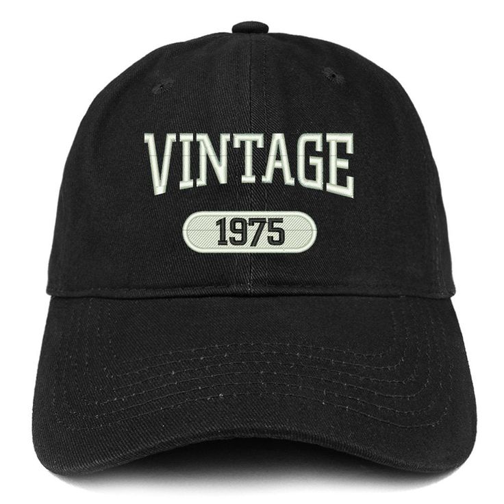 Stitchfy Vintage 1975 Embroidered Brushed Cotton Dad Hat Cap 100% Brushed Cotton Twill High Quality Cap, EMBROIDERED in the USA Low Profile, Unstructured Cap 6 Panels with 6 Embroidered Ventilation Eyelets Self-fabric Adjustable Slide Closure with Buckle One Size Fits Most Shipping - Shipment leaves warehouse in 1 Business Day. - Free Shipping to Domestic Destinations (US). Returns/Exchanges - Items must be returned within 30 days of purchase for refund or exchange to different item, or penaltie Womens Baseball Cap, Brushed Cotton, Carolina Blue, Dad Hat, Military Fashion, Hat Cap, Womens Fashion Casual, Trucker Cap, Dad Hats