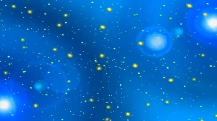 blue and yellow background with small stars