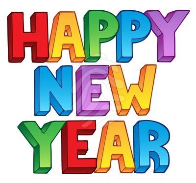 the words happy new year written in multicolored 3d letters on a white background