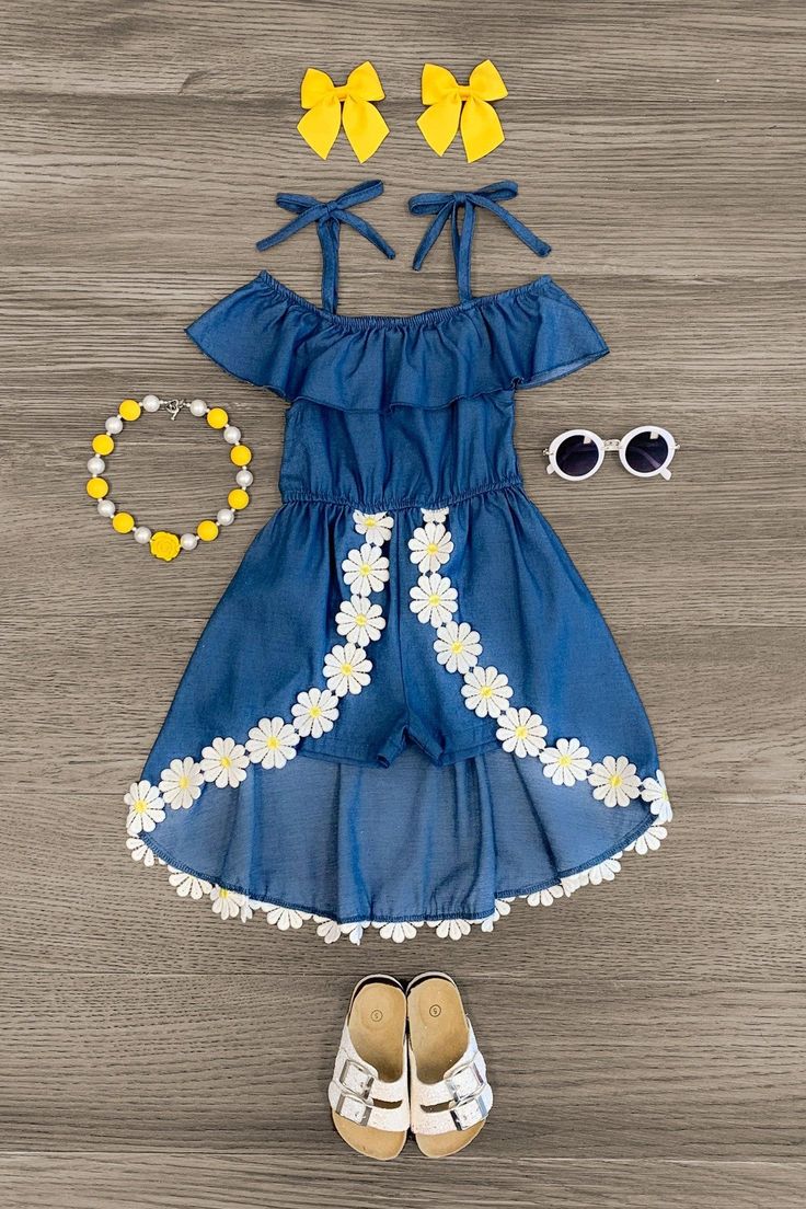 Denim & Daisy Cold Shoulder Skirted Romper