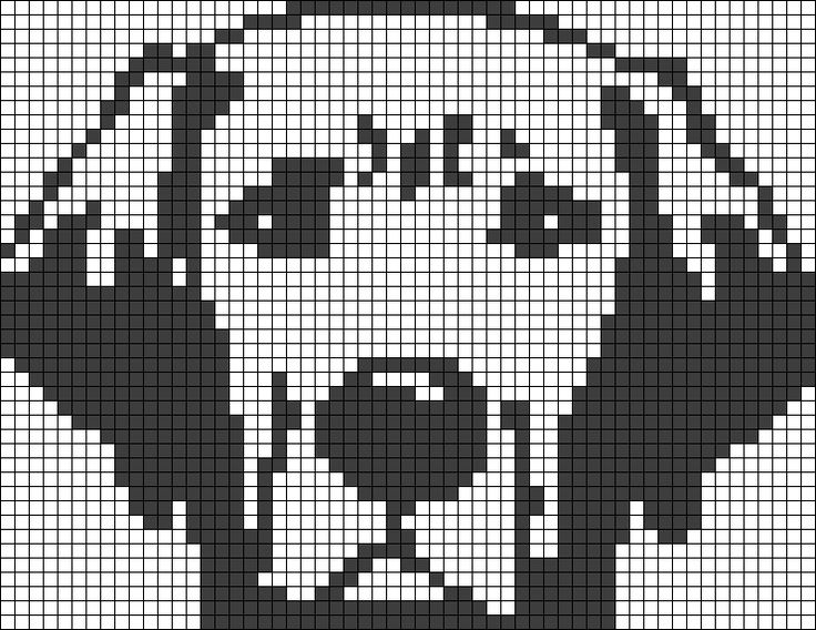 a black and white dog is shown in the shape of a cross - stitch pattern