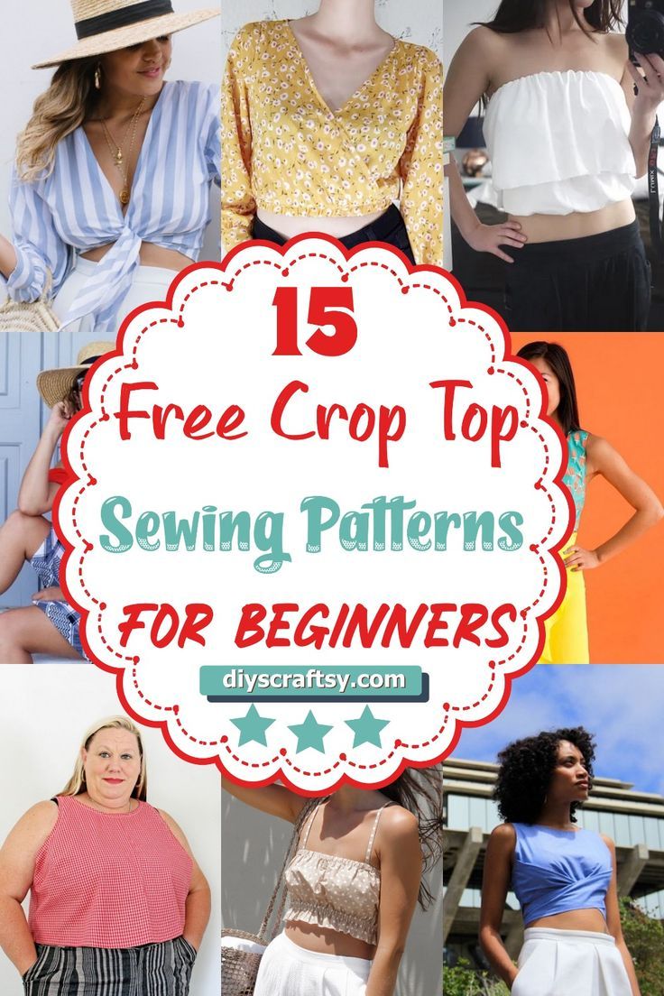 Free Crop Top Sewing Patterns Free Top Sewing Patterns, Easy Summer Tops To Sew, Crop Top Pattern Sewing Free, Diy Crop Top Pattern, Crop Top Pattern Free, Top Sewing Patterns, Crop Top Sewing, Top Pattern Sewing, Sewing Patterns Free Beginner