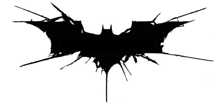 the dark knight rises logo is shown in black and white, with splats on it