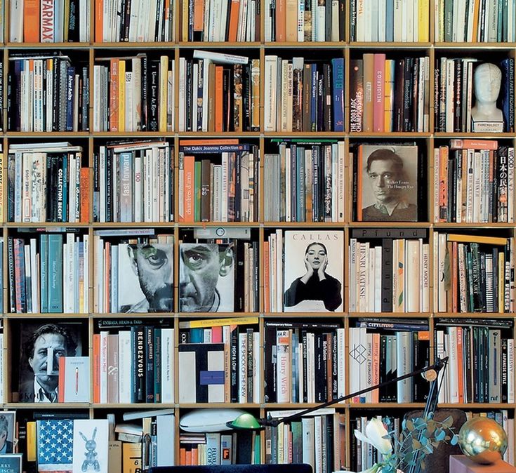 a book shelf filled with lots of books