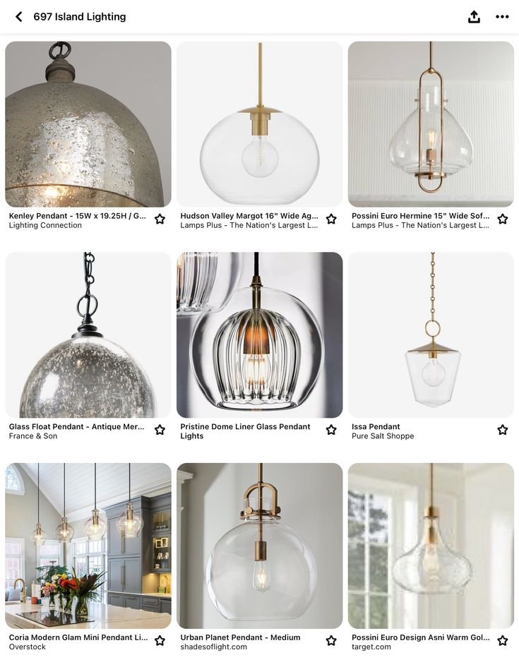 several different types of lights hanging from the ceiling