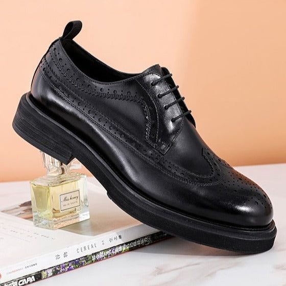 Introducing the LuxeLeather Classic Oxford Shoes, a testament to timeless elegance and sophistication. Crafted with the finest quality genuine leather, these shoes offer durability, style, and comfort. Upgrade your footwear collection and make a statement wherever you go. Invest in luxury and elevate your style with the LuxeLeather Classic Oxford Shoes today. Fall Business Lace-up Closed Toe Shoes, Business Lace-up Shoes With Textured Sole And Round Toe, Wingtip Leather Shoes For The Office, Fall Business Leather Shoes With Brogue Detailing, Business Casual Leather Shoes With Textured Sole, Round Toe, Business Casual Leather Shoes With Textured Sole, Oxford Leather Shoes With Brogue Detailing, Leather Brogue Shoes For Office, Fall Business Closed Toe Lace-up Shoes