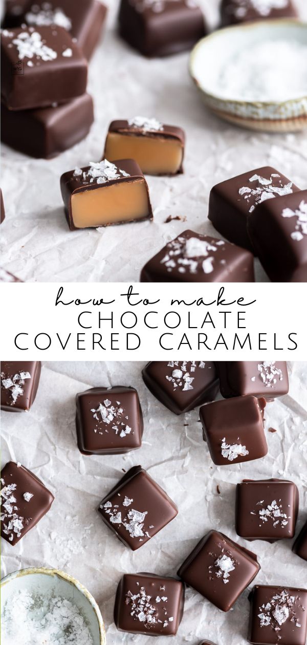 chocolate covered caramels with white sprinkles on top and in the middle