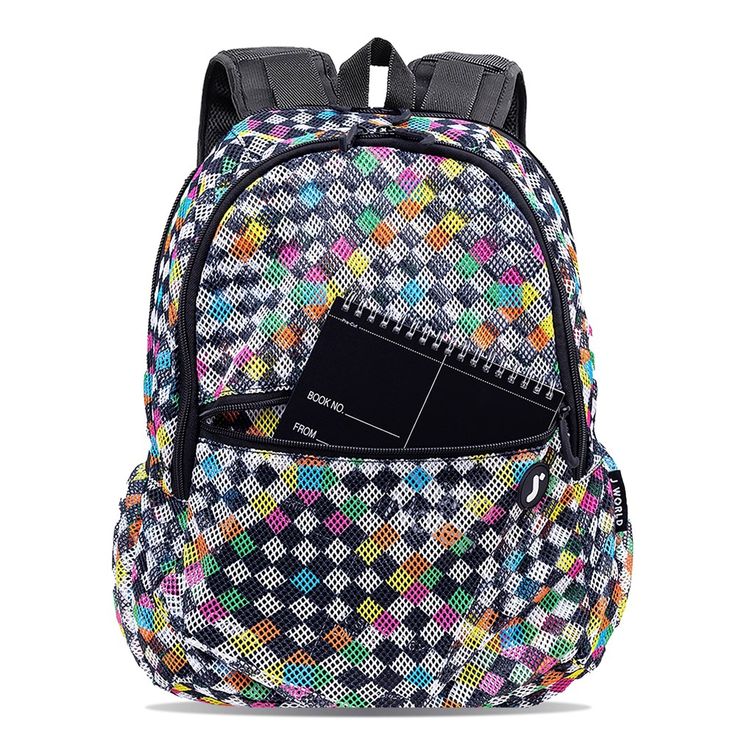 J World Mesh Backpack is lightweight and durable see-through backpack. The spacious main compartment fits large items such as binders and textbooks. This backpack is perfect for students that are required to wear one for school as well as for people that need to carry wet towels and clothing after an intense workout. Multicolor Nylon Student Bag, Multicolor Standard Backpack For Back To School, Multicolor Standard Backpack For Study, Multicolor Nylon Bag For End Of School Year, Nylon Backpack For Back To School, Back To School Mesh Backpack For Students, Back To School Mesh Backpack, Back To School Mesh Student Backpack, Black Mesh School Backpack