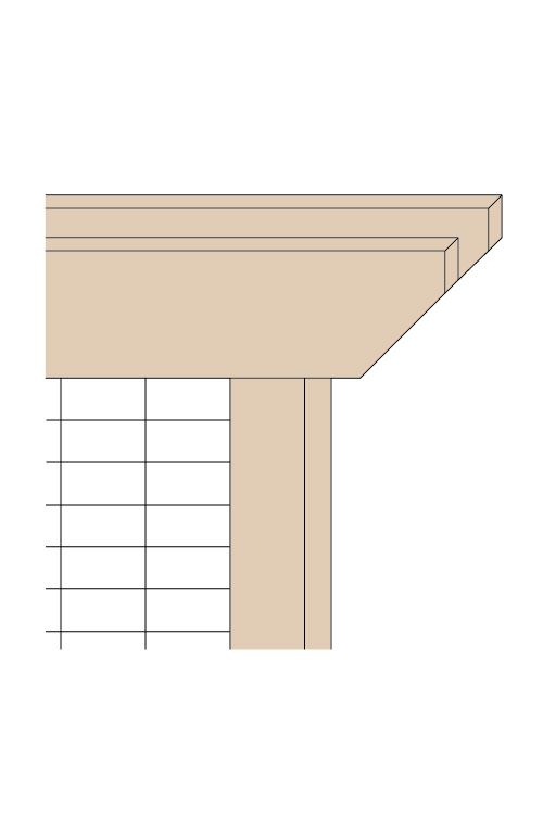 the top section of a wooden table with three sections on each side and four sides at different heights