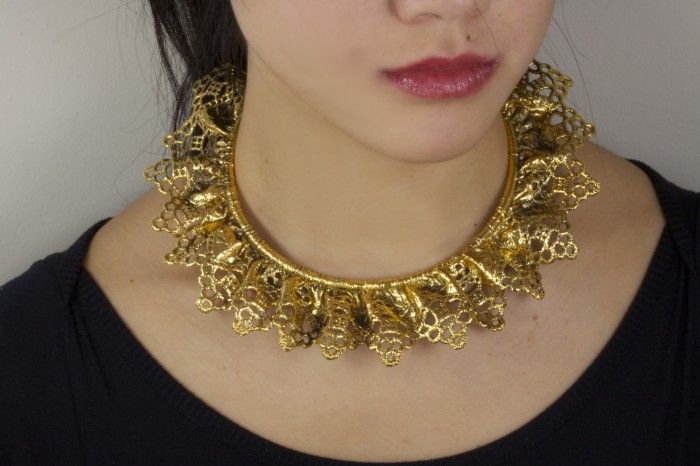 Gold Lace Collar ~ Monika Knuttson Ornate Choker Necklace For Formal Occasions, Heirloom Jewelry With Intricate Design For Evening, Victorian Filigree Necklace For Party, Ornate Yellow Gold Jewelry For Party, Antique Necklaces With Intricate Design For Party, Elegant Ceremonial Choker, Formal Choker Necklace With Intricate Design, Victorian Necklace With Intricate Design For Party, Ornate Necklaces For Evening