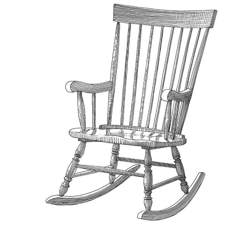 a wooden rocking chair on a white background