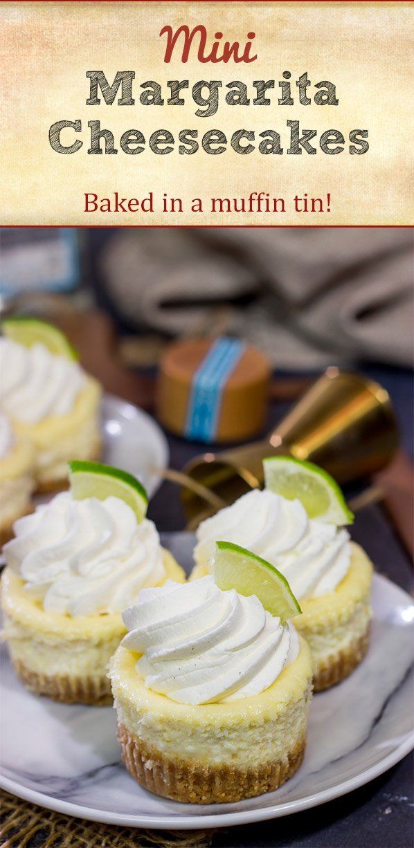 mini margarita cheesecakes on a white plate