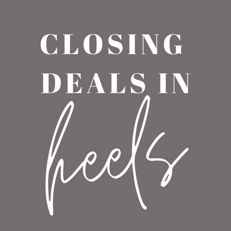 the words closing dealers in heels are white on a gray background with black and white lettering