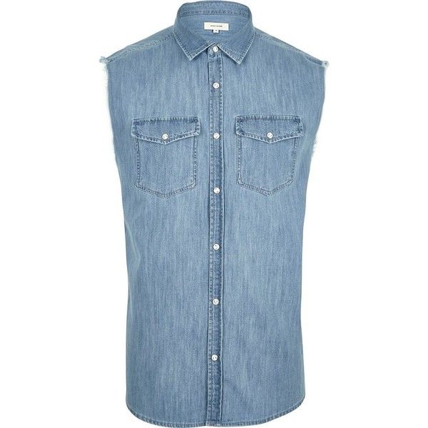 River Island Mid blue fade sleeveless denim shirt (54 AUD) ❤ liked on Polyvore featuring men's fashion, men's clothing, men's shirts, men's casual shirts, shirts, mens tall shirts, mens sleeveless shirts, mens regular fit shirts, mens light blue denim shirt and mens denim shirt Mens Denim Shirt, Sleeveless Denim Shirt, Blue Denim Shirt, Sleeveless Shirts, Denim Shirt Men, Denim Shirts, Light Blue Denim, Men's Shirts, Oxford Shirt