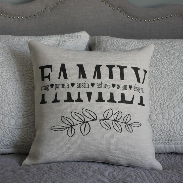 a pillow that says family on it