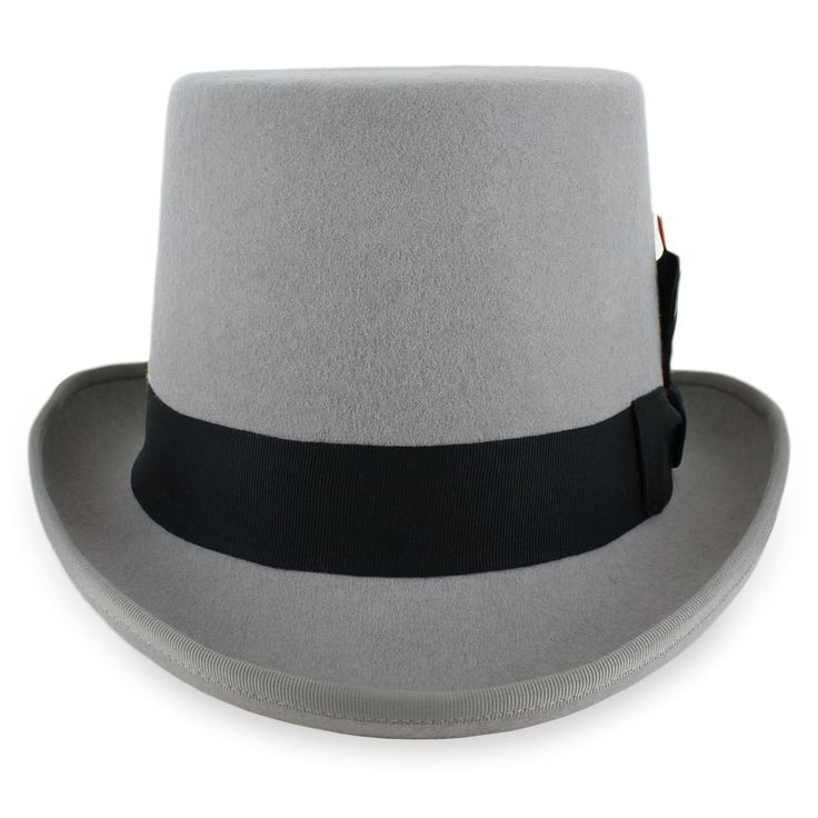 Featuring a classic coachman body with a flared brim and a squared crown, the Belfry Topper is made of 100% wool. This all-black top hat is finished with a sleek grosgrain ribbon band and bound brim edges for a high-end look that’s easy on the wallet. The Belfry Topper sports a removable feather and a fully lined interior. FEATURES Style: CoachmanMaterial: 100% Wool FeltDimensions: 5" Crown, 2" BrimBand: Grosgrain Ribbon Classic Gray Hat Bands With Flat Brim, Fitted Fedora With Curved Brim For Derby, Classic Fitted Fedora For Derby, Fitted Fedora With Short Brim For Derby, Classic Gray Flat Brim Hat Band, Fitted Wide Brim Hat For Derby, Fitted Flat Brim Felt Hat For Fall, Classic Top Hat With Flat Crown For Kentucky Derby, Wool Brimmed Top Hat For Kentucky Derby