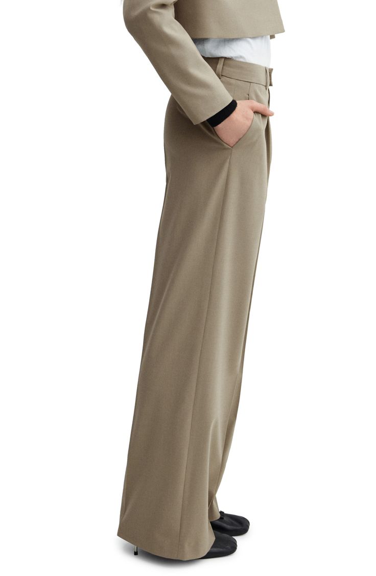 Crisp front pleats accentuate the classic style of wide-leg pants that will play a key role in your office wardrobe. Zip fly with hook-and-bar closure Front slant pockets Partially lined 48% viscose, 47% polyester, 5% elastane Machine wash, line dry Imported Tailored Pleated Wide Leg Pants, Business Wide Leg Full-length Pants With Pockets, Business Wide Leg Full Length Pants With Pockets, Full Length Wide Leg Pants With Pockets For Business, Elegant Solid Wide Leg Pleated Pants, Classic Wide Leg Ankle-length Pants For Business, Pleated Full-length Wide Leg Work Pants, Classic Ankle-length Wide Leg Pants For Business, Tailored Wide Leg Pleated Dress Pants