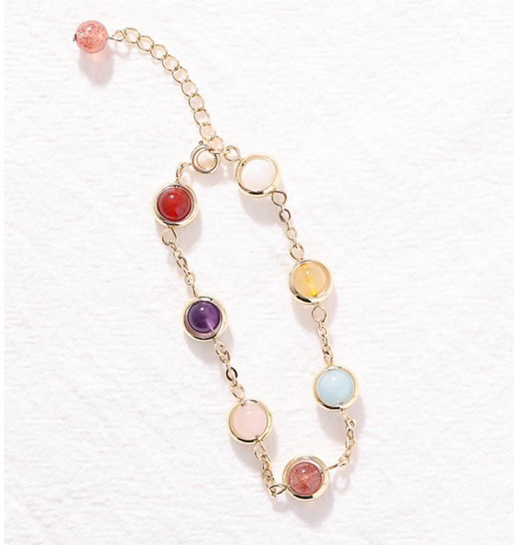 This exquisite multicolor stone bracelet is crafted from a combination of the finest materials and with the utmost care. The vibrant colors give it a luxurious and sophisticated feel, ensuring it will be a striking addition to any outfit. Perfect for adding a touch of glamour to special occasions. Elegant Colorful Beaded Bracelet, Elegant Multicolor Metal Chain Bracelet, Elegant Multicolor Beaded Bangle Bracelet, Multicolor Metal Chain Bracelet, Elegant Charm Bracelet For Jewelry Making With Natural Stones, Trendy Multicolor Chain Bracelet For Party, Trendy Multicolor Chain Bracelet For Gift, Elegant Crystal Bracelet With Colorful Beads, Elegant Multicolor Jewelry Bracelet